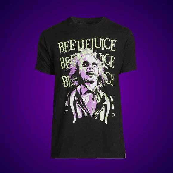Mens BEETLEJUICE Graphic Crewneck T-shirt Black Size XL - Picture 2 of 5
